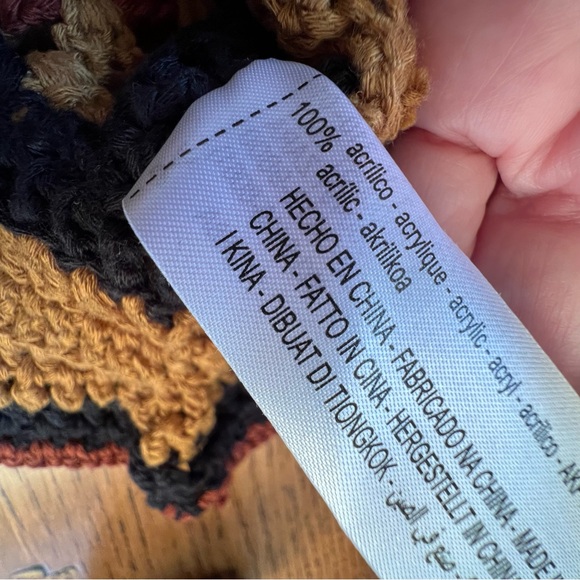 ⭐️ Zara Short Sleeve Ruffle Black Brown Gold Crochet Knit Ruffle Crop Top MEDIUM - Picture 11 of 12